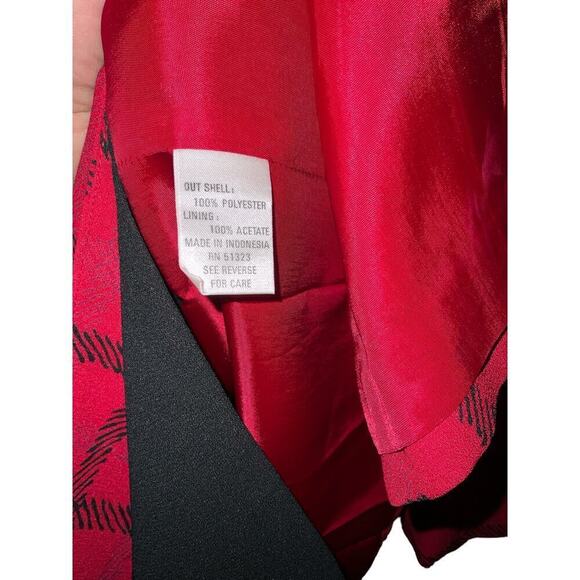 Chaus Jacket Top Women's 24W Plus Black Red Check 100% Polyester Shawl Collar - Picture 3 of 6